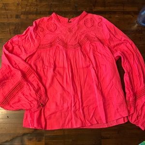 Large hot pink Anthropologie blouse